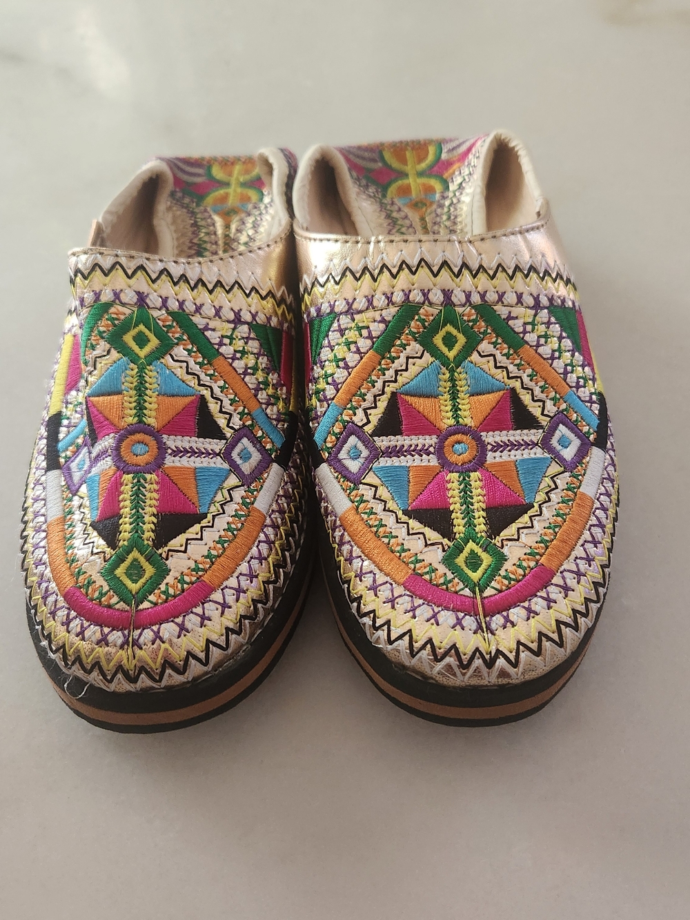 Handcrafted Multicolor Embroidered Slip-On Flats